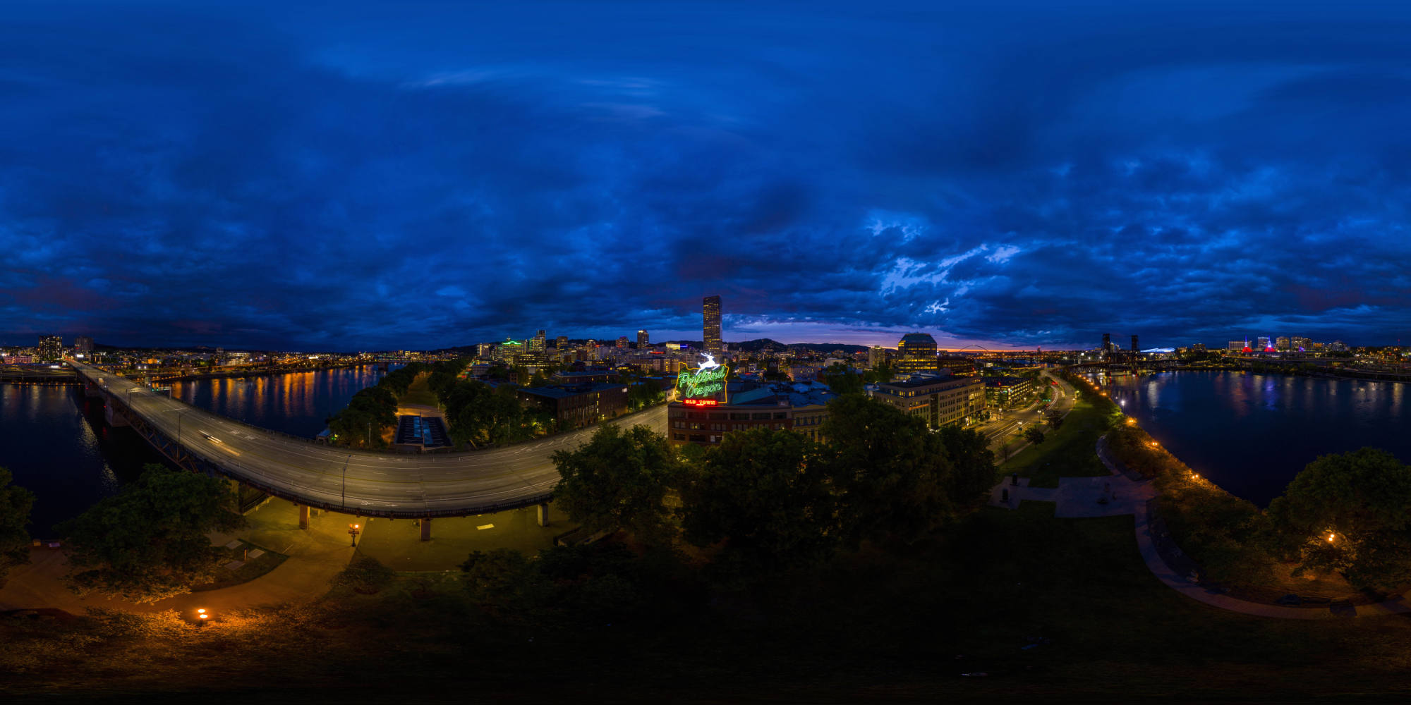360 degree aerial panorama captured by professional drone cinematographer