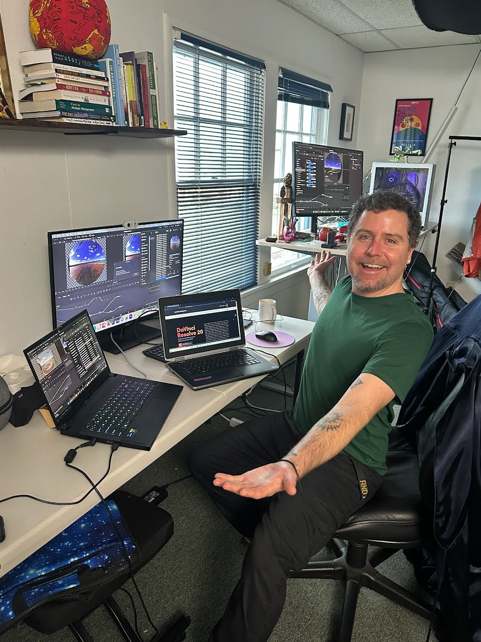 Multi-computer 360 video editing and stitching setup