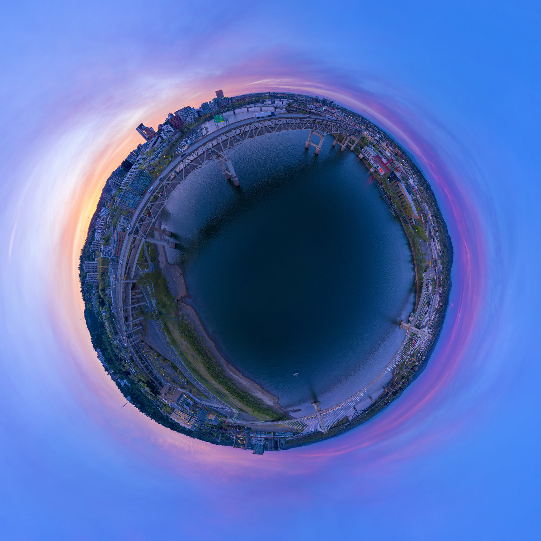 Portland sunset 360 video color grading example