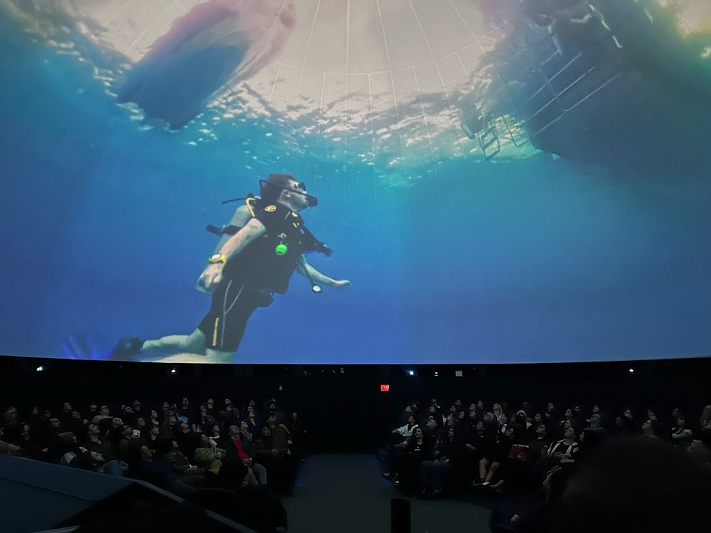 Scuba documentary screening in fulldome planetarium theater